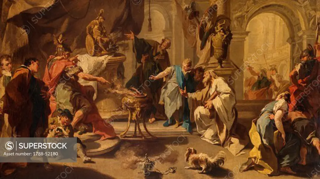 Hannibal swearing revenge against the Romans, by Giovanni Battista Pittoni the Younger (1687-1767), oil on canvas, 41x72 cm. Carthage, Tunisia, 3rd century BC.