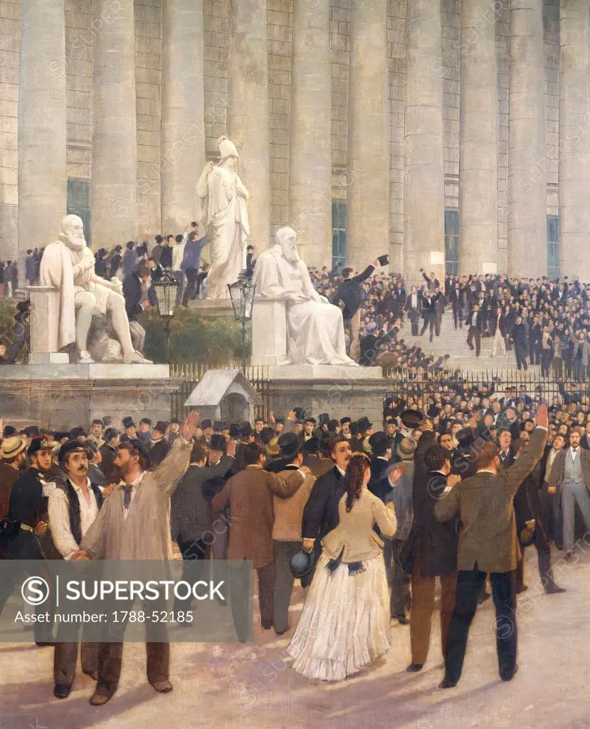 Crowd in front of the Chamber of Deputies applauding the proclamation of the Republic, September 4, 1870. France, 19th century.