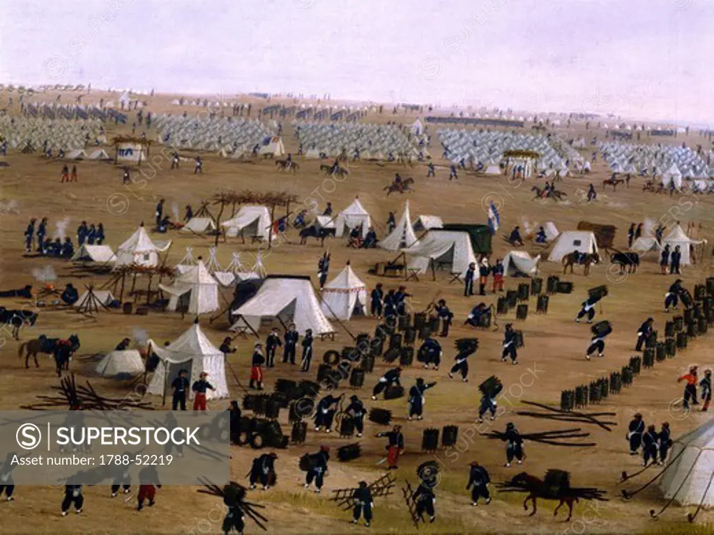 Argentine camp during the war against Paraguay, by Candido Lopez (1840-1902). Detail. War of the Triple Alliance, 19th century.