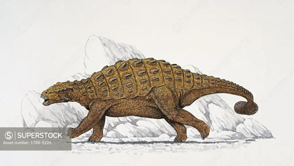 Side profile of a dinosaur walking