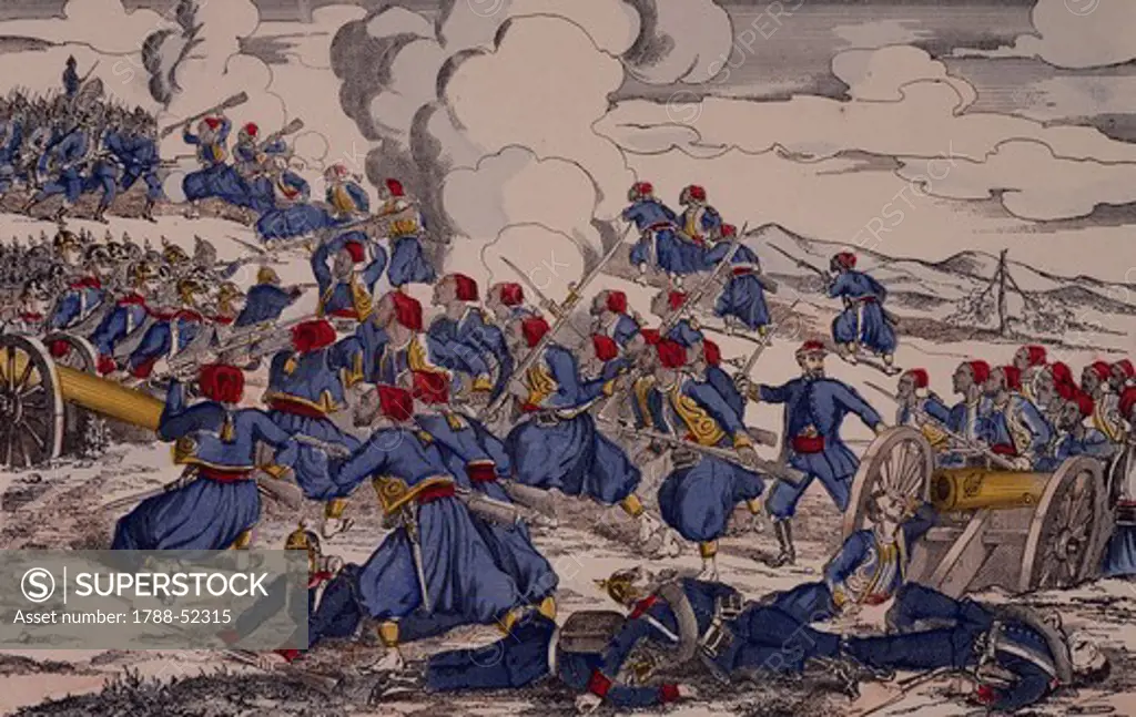 Battle of Wissembourg, August 4, 1870, Epinal print. Franco-Prussian War, France, 19th century.