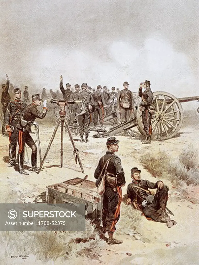 Lookout post fro artillery officers during French army maneuvers, 1887. France, 19th century.