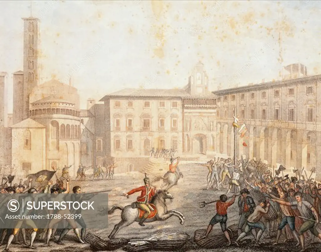 Aretine uprising against the French, May 6, 1799. Italy, 18th century.