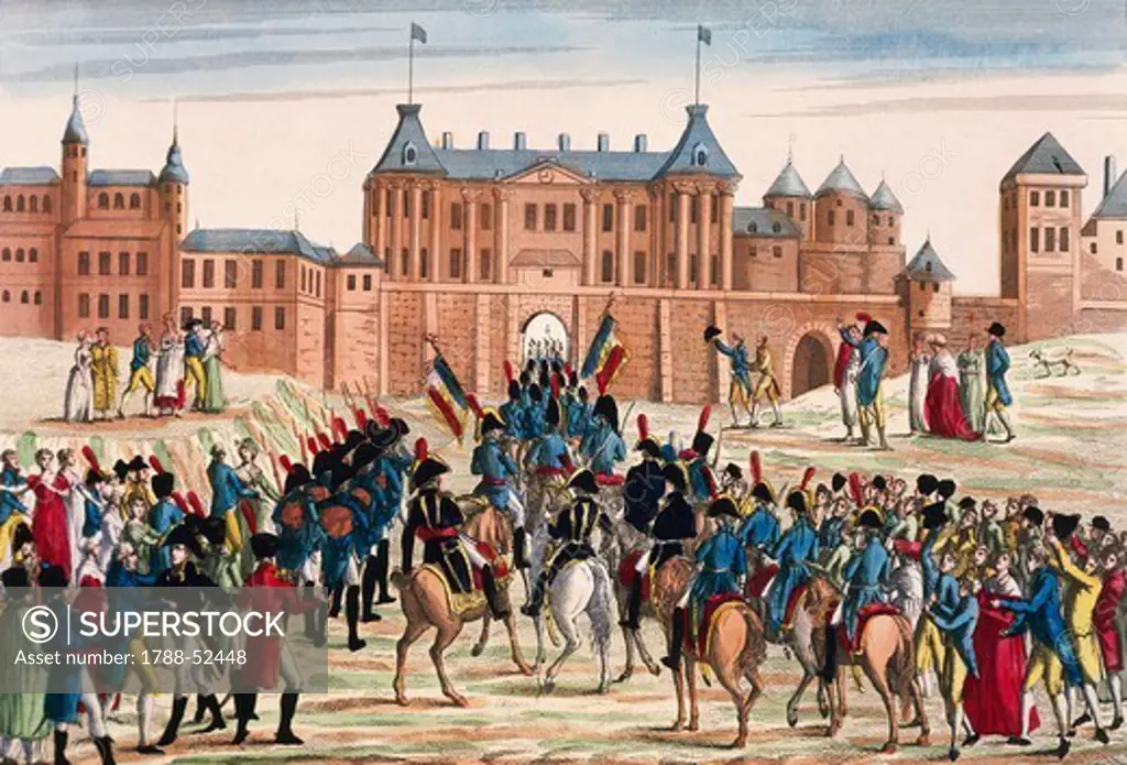 The French entering Warsaw, November 28, 1806. Napoleonic Wars, Poland, 19th century.