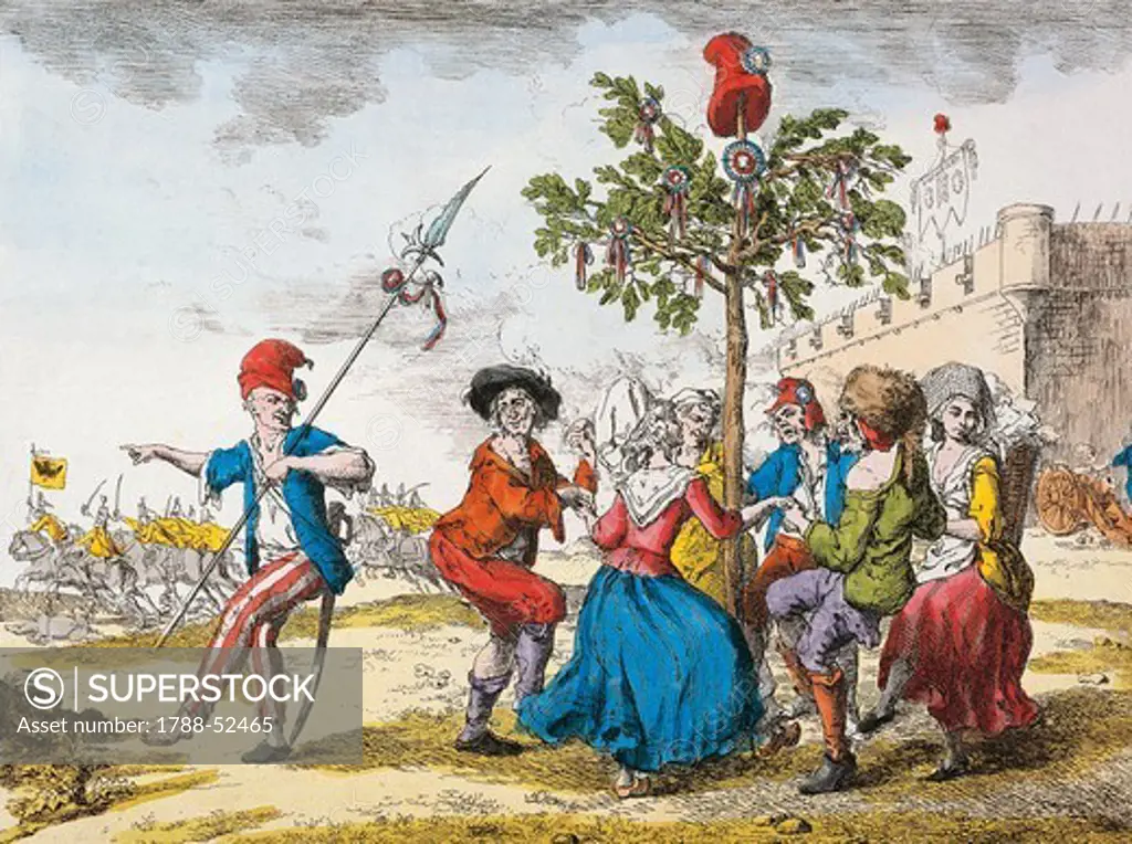 Dancing the Carmagnole around the Tree Of Liberty. French Revolution, France, 18th century.