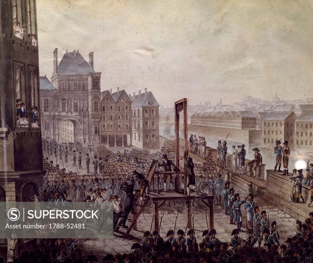 The execution of Georges Cadoudal and his accomplices, June 25, 1804, at Place de Greve in Paris. France, 19th century.