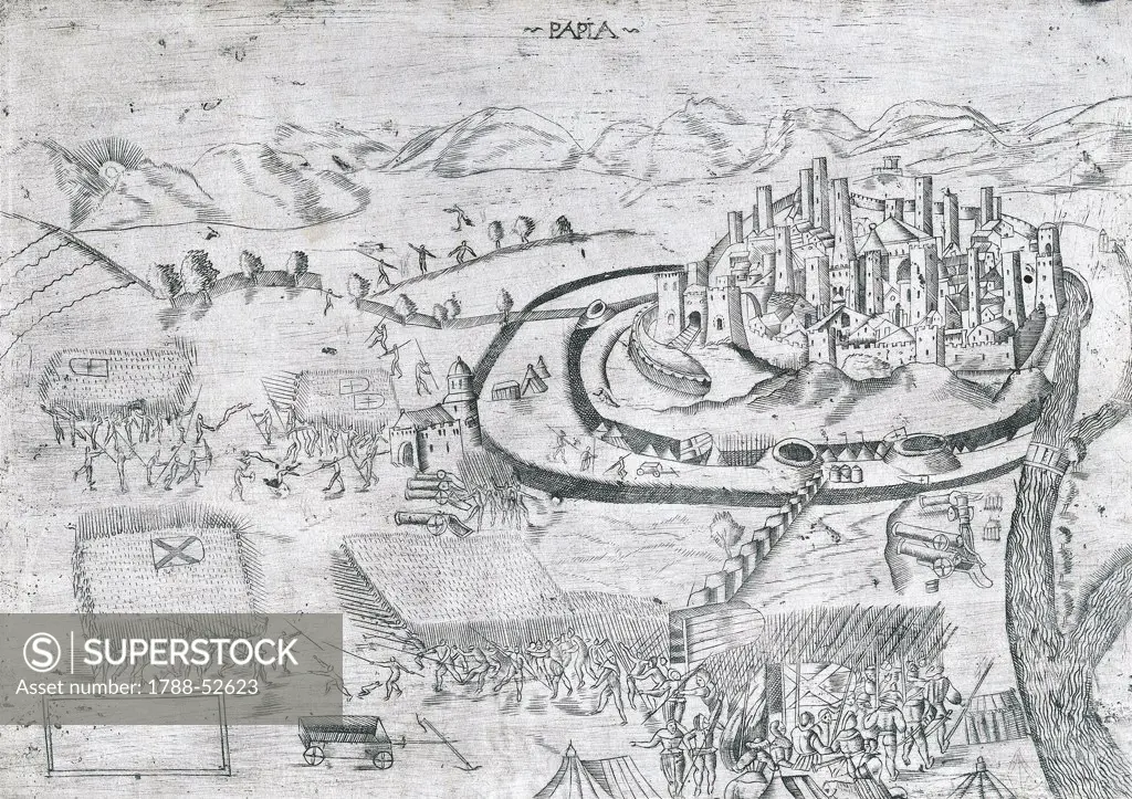 Battle of Pavia, February 24, 1525. Sixth War of Italy, Italy, 16th century.