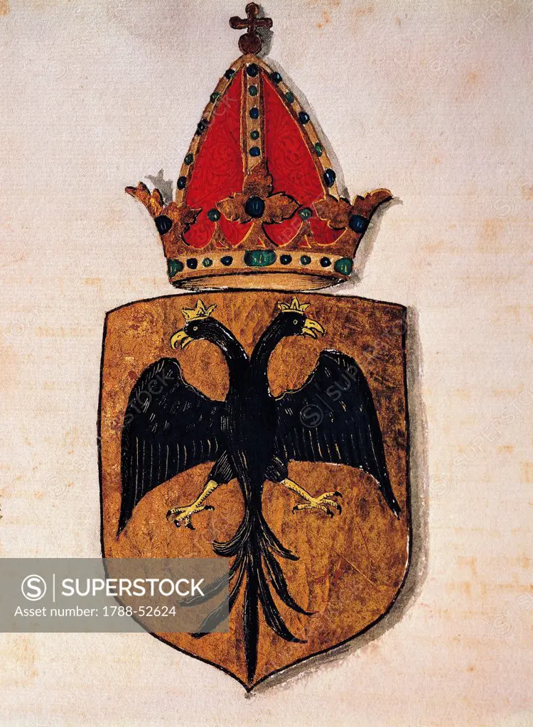 Royal Coat of Arms of the House of Swabia. Heraldry, Italy, 15th century.