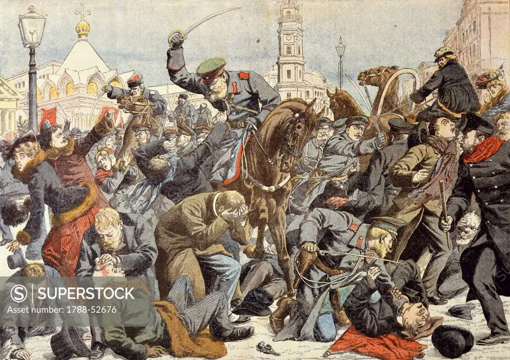 The liberal movement in Russia, fighting in St Petersburg. Russian Revolution of 1905, Russia, 20th century.