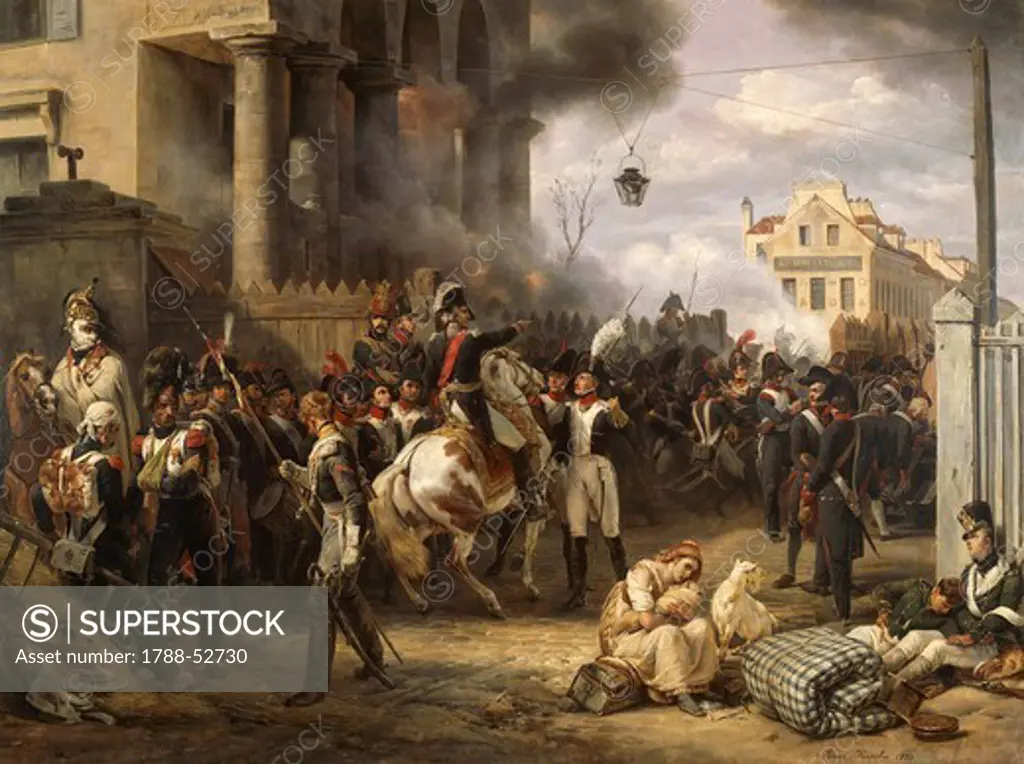 The barrier of Clichy erected to defend Paris, March 30, 1814, painting by Horace Vernet (1789-1863), 1820, oil on canvas, 97.5cm x 130.5cm.