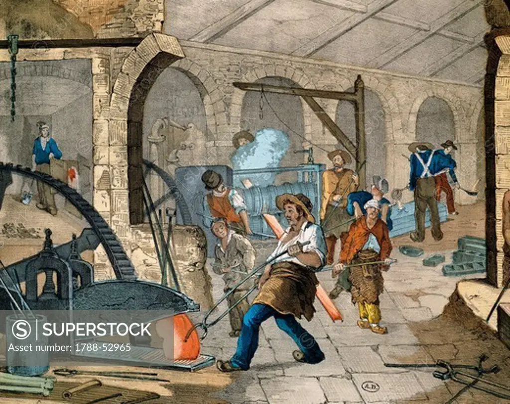 A laborer working in a French foundry, 19th century.