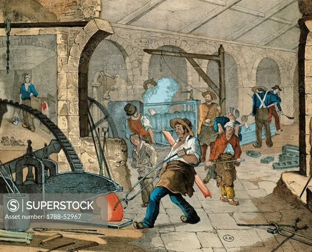 A laborer working in a French foundry, 19th century.