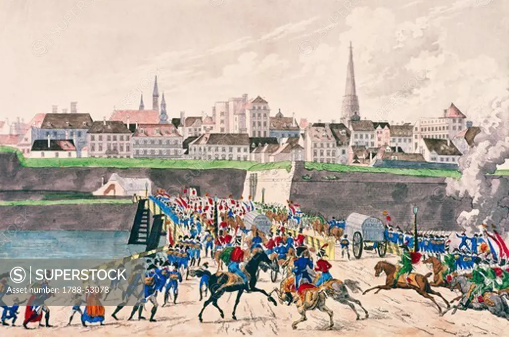 The triumphal entry into Vienna of the Grand Army under the orders of the Emperor Napoleon, November 1805. Napoleonic wars, Austria, 19th century.