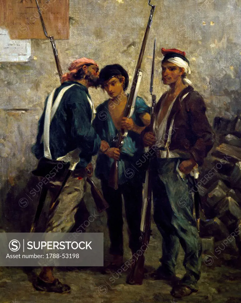 Giving the order, February 24, 1848, painting by Adolphe Leleux. Revolution of 1848, France, 19th century.