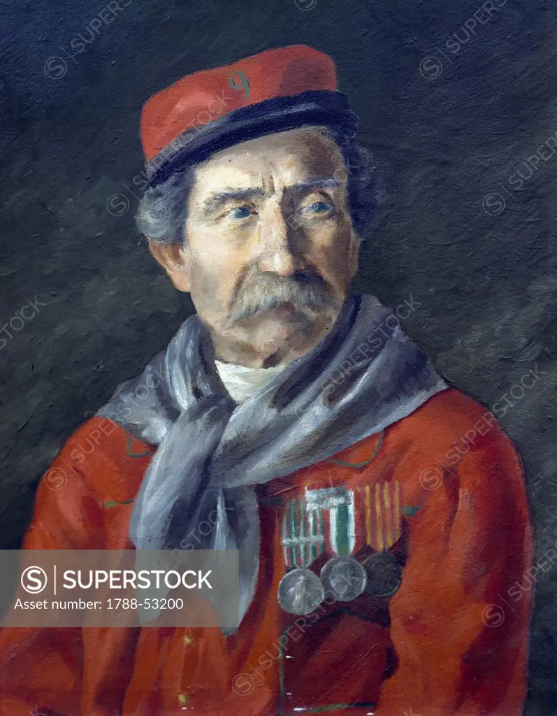 Portrait of Torello Perozzi, a Garibaldian from Macerata. Unification era, Italy, 19th century.
