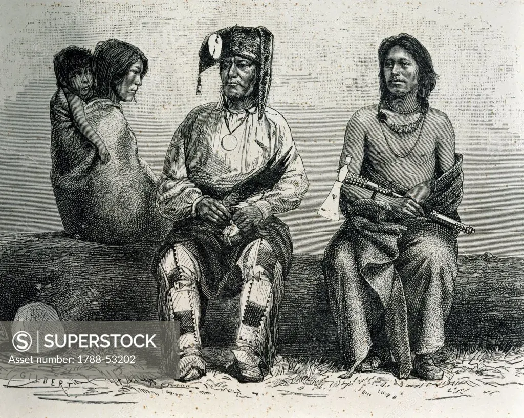 Native Americans from the Pawnee tribe, Native American Civilization, United States, 19th century.