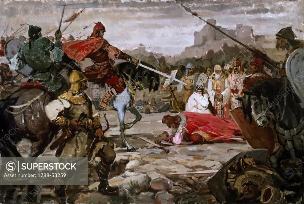 The Battle of Klokotnitsa March 9, 1230 which saw Tsar Ivan Asen II defeat Theodore of Epirus. Bulgaria, 13th century.