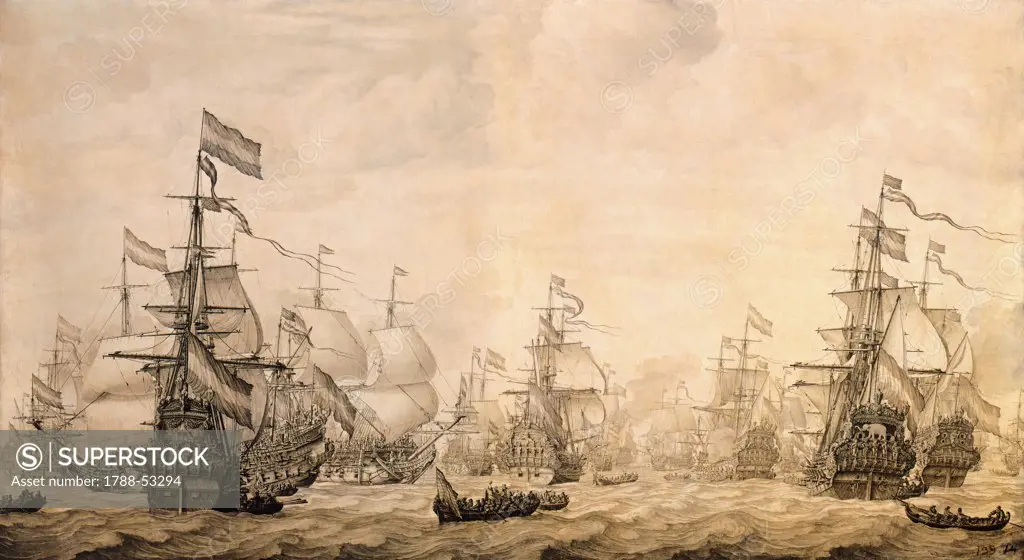 The Dutch fleet, 1672, painting by Willem Van De Velde the Elder. The Netherlands, 17th century.