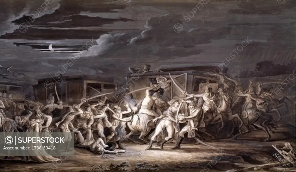 Assassination of the French plenipotentiaries at Rastadt, April 28, 1789. French Revolution, France, 18th century.