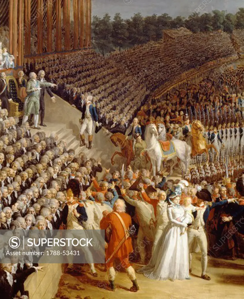 The Celebration of the Federation, Champs de Mars, Paris, detail from a painting by Charles Thevenin (1764-1838), 1790. French Revolution. France, 18th century.