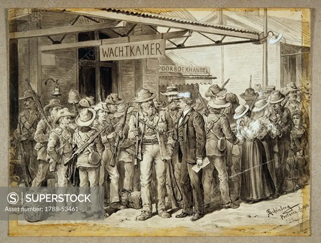 The Boers leaving Pretoria for Ladysmith, 1900, Schonberg. Second Anglo-Boer, South African, 20th century.