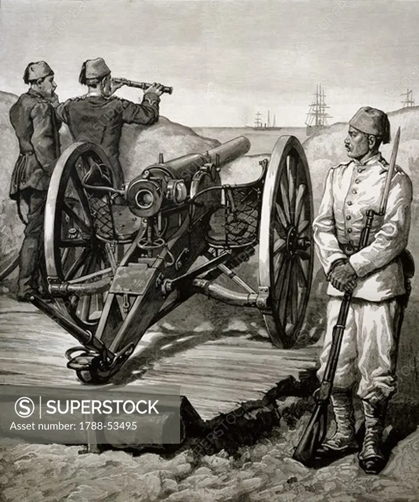 The Egyptian artillery in 1882. Anglo-Egyptian War, Egypt, 19th century.