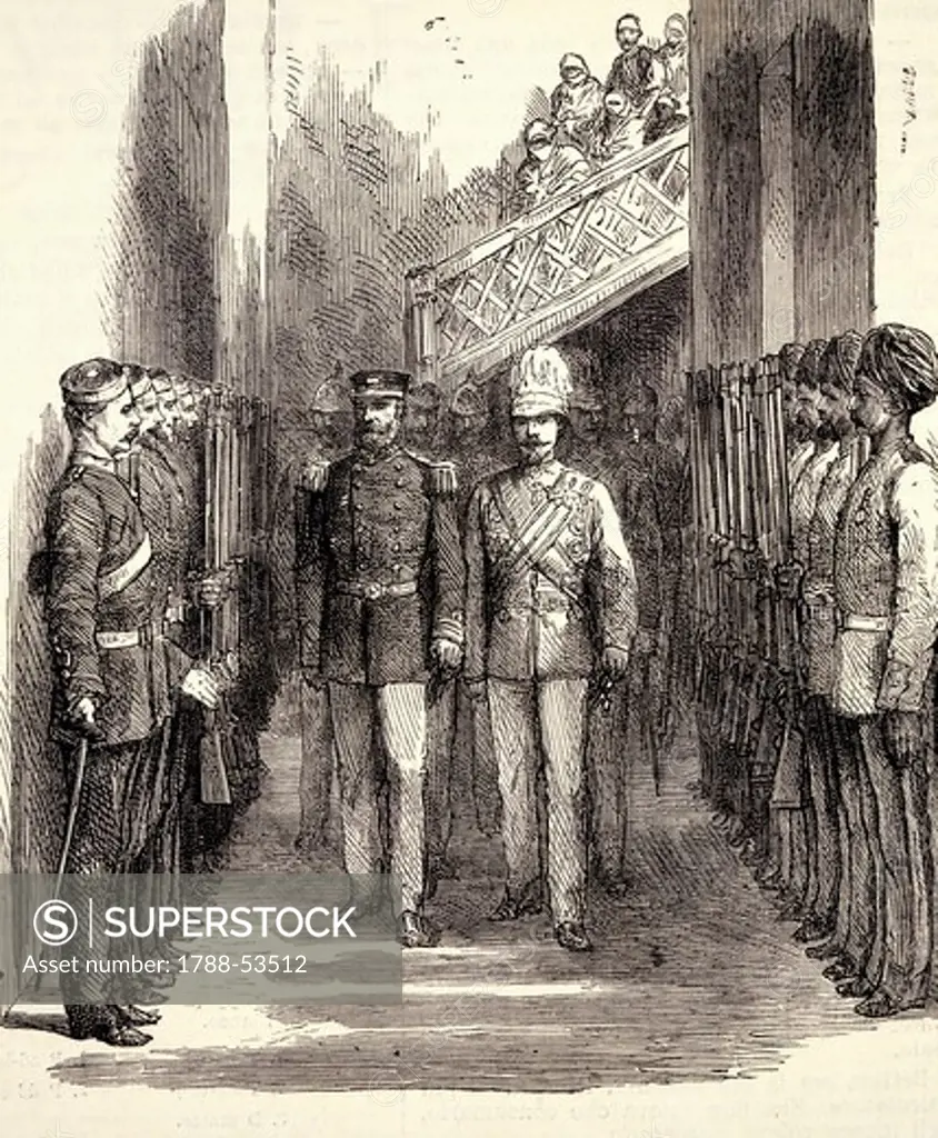 General Garnet Joseph Wolseley taking the oath as Governor of Cyprus, engraving. Victorian age, Cyprus, 19th century.