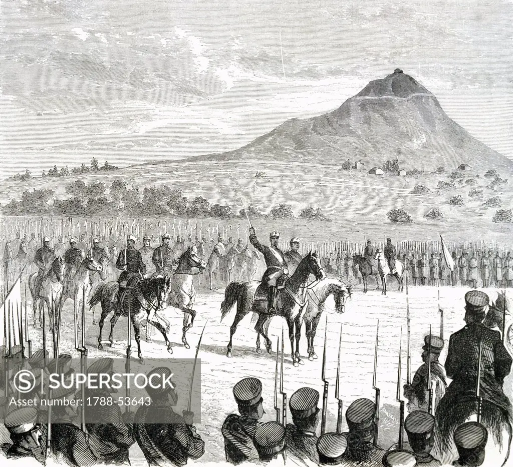 General Martinez Campos' Daban brigade, from the Universal Illustration, January 31, 1875. Spain, 19th century.
