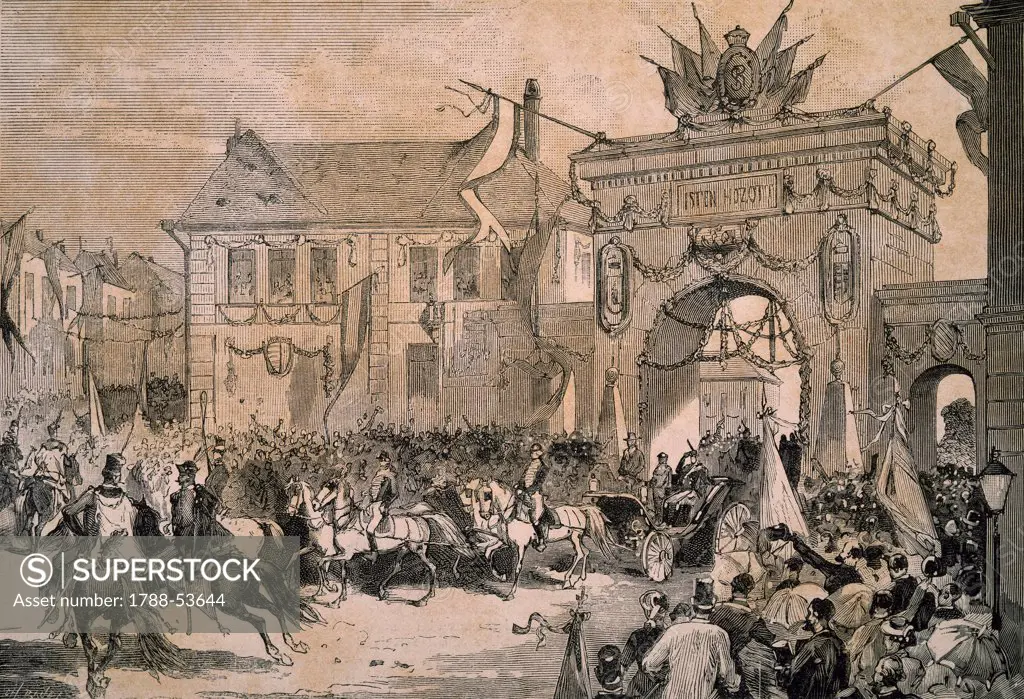 Budapest 1881, celebrating Rudolph of Hapsburg's marriage. Habsburg Empire, Hungary, 19th century.