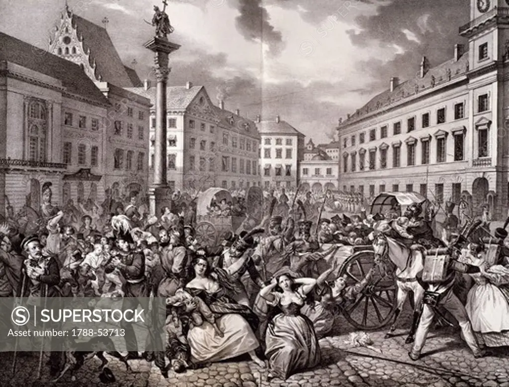The abduction of children during the surrender of Warsaw. Poland, 19th century.