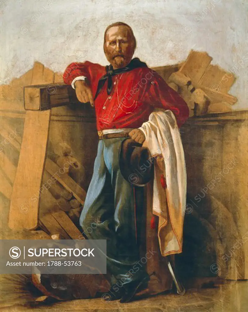 Giuseppe Garibaldi (1807-1882), General, Italian patriot and Leader, painting by Cadolini. Italian Unification (Risorgimento), Italy, 19th century.