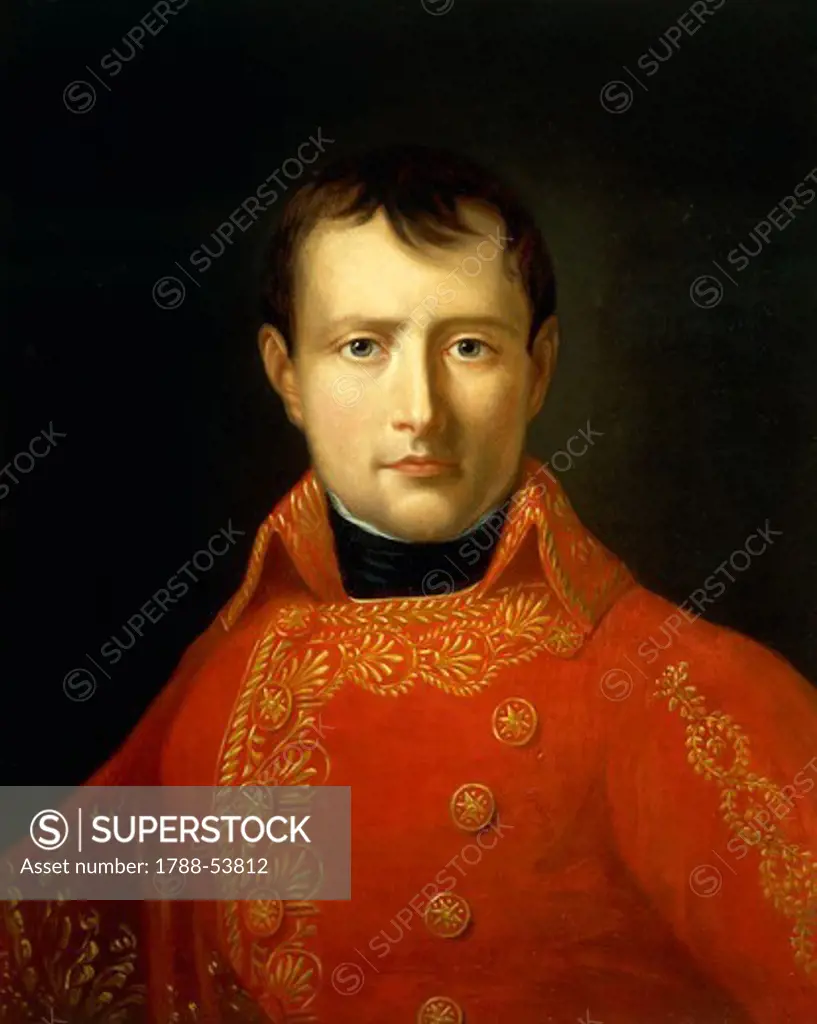 Napoleon Bonaparte's portrait, First Consul and French Emperor. Napoleonic era, France, 19th century.