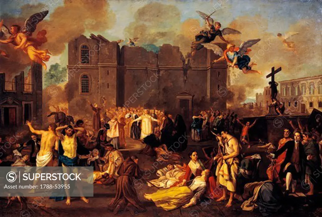 Earthquake in Lisbon, painting by Joao Glama (1708-1792), 1755. Portugal, 18th century.