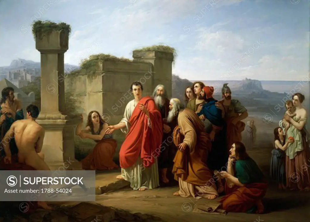 Cicero discovering the tomb of Archimedes, 1853, by Paul Barbotti (1821-1867), oil on canvas, 148x208 cm. Republican Age, Italy, 1st century BC.