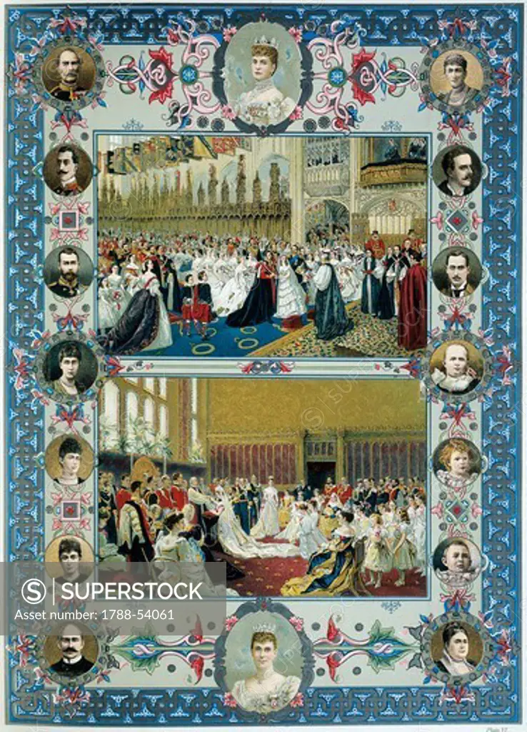 Queen Victoria's Jubilee, marrying the Prince of Wales, Duke of York's wedding, royal portraits. Victorian age, England, 19th century.