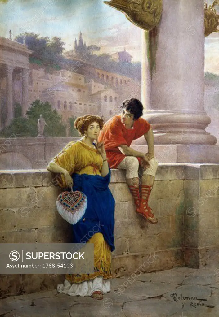 Scene of Pompeii life on the Tiber, by Francesco Coleman (1851-1918).