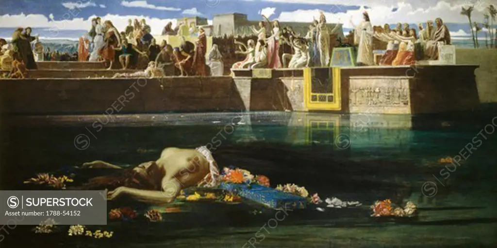 A virgin being sacrificed to the Nile, by Frederick Faruffini (1833-1869), 1865, oil on canvas.