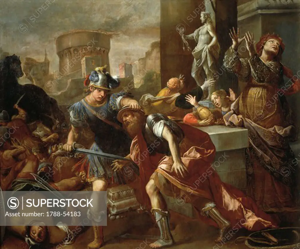 The burning of Troy, by Alessandro Tiarini (1577-1668), oil on canvas, 230.5x273.5 cm.