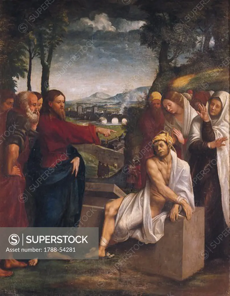 Resurrection of Lazarus, 1531, by Giovanni Francesco Caroto (ca 1480-1555), Archbishop's Palace, Verona (UNESCO World Heritage List, 2000), Veneto. Italy, 16th century.