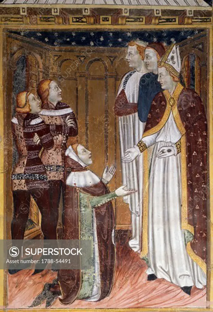 Stories of St Stephen's life,14th century fresco by the Master of Lentate in St Stephen's oratory, Lentate Sul Seveso. Italy, 14th century.