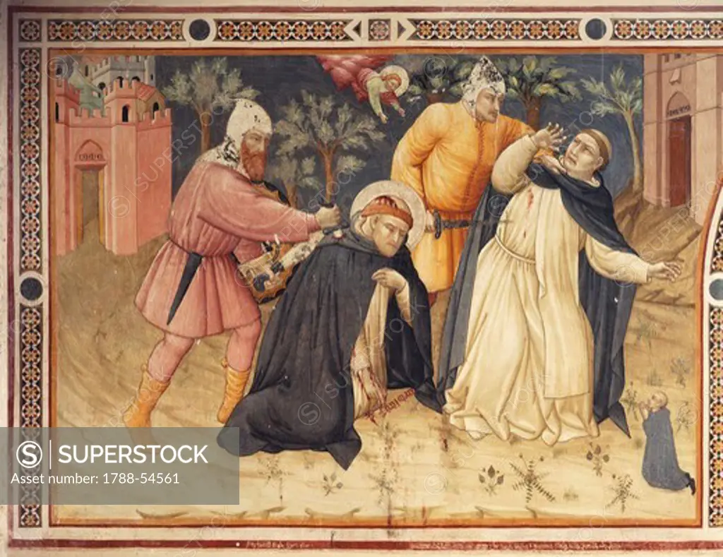 The Martyrdom of St Peter, Umbrian school, fresco, Basilica of St Dominic, Perugia, Umbria. Italy, 14th century.