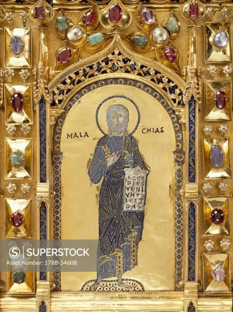 The prophet Malachi, Pala d'Oro (Golden Pall) altarpiece, St Mark's Basilica, Venice. Italy, 12th-14th century.