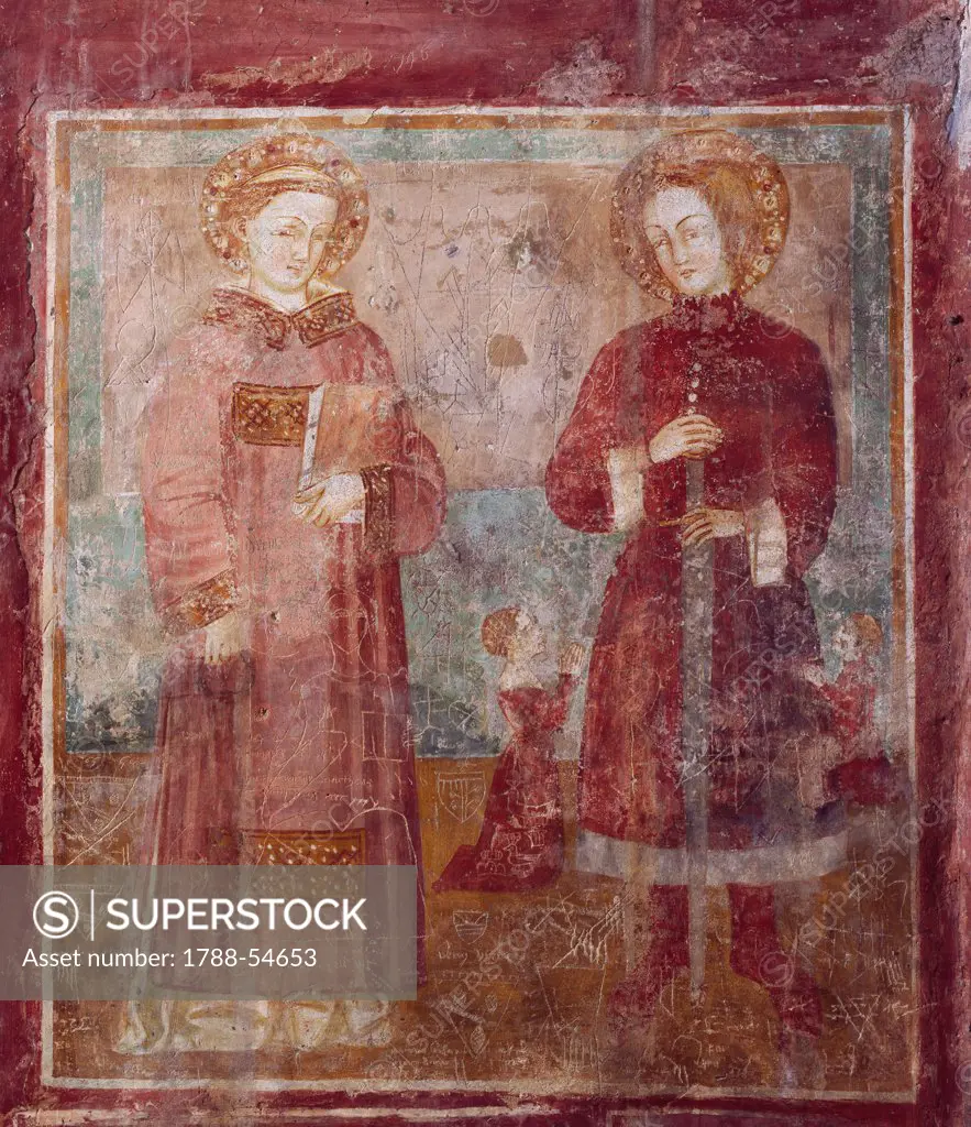The 15th-16th century frescoes in the Baptistery of St John of the Church of Santa Maria Extra Moenia, Antrodoco. Italy, 15th-16th century.