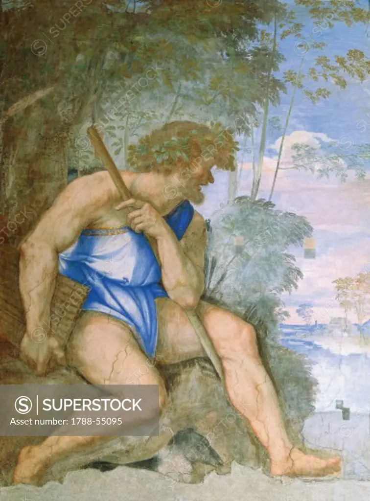 Polyphemus, 1512-1513, fresco by Sebastiano del Piombo (1485-1547). Hall of Galatea, Villa Farnesina, Rome. Italy, 16th century.