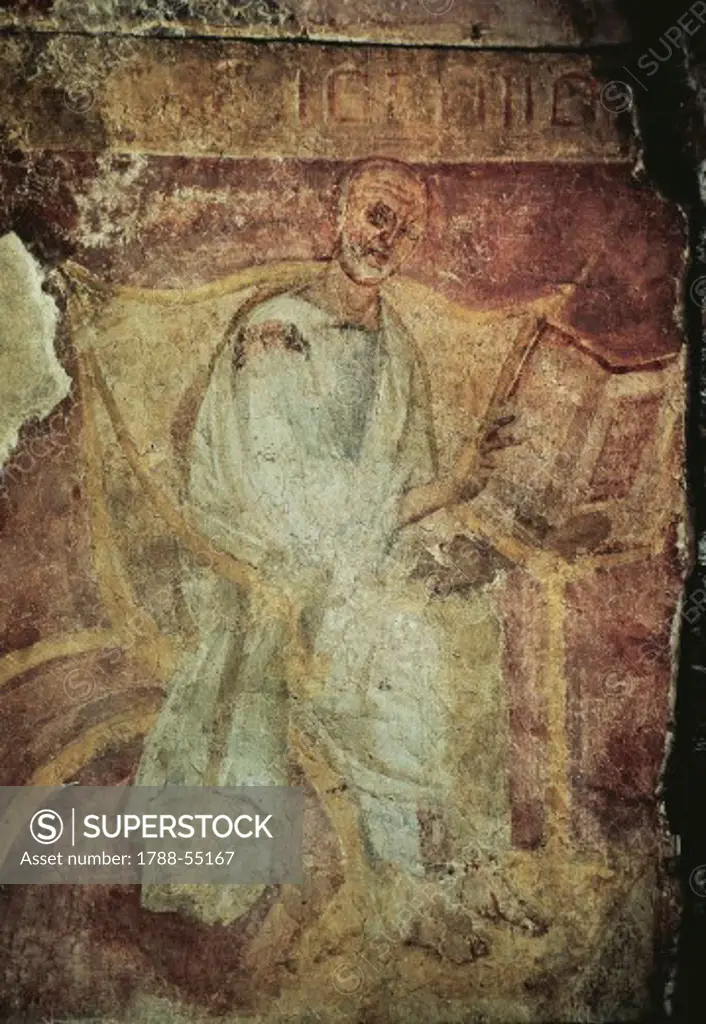 St Augustine, 600 circa, fresco, Library of the Lateran Palace, Rome. Italy, 7th century.