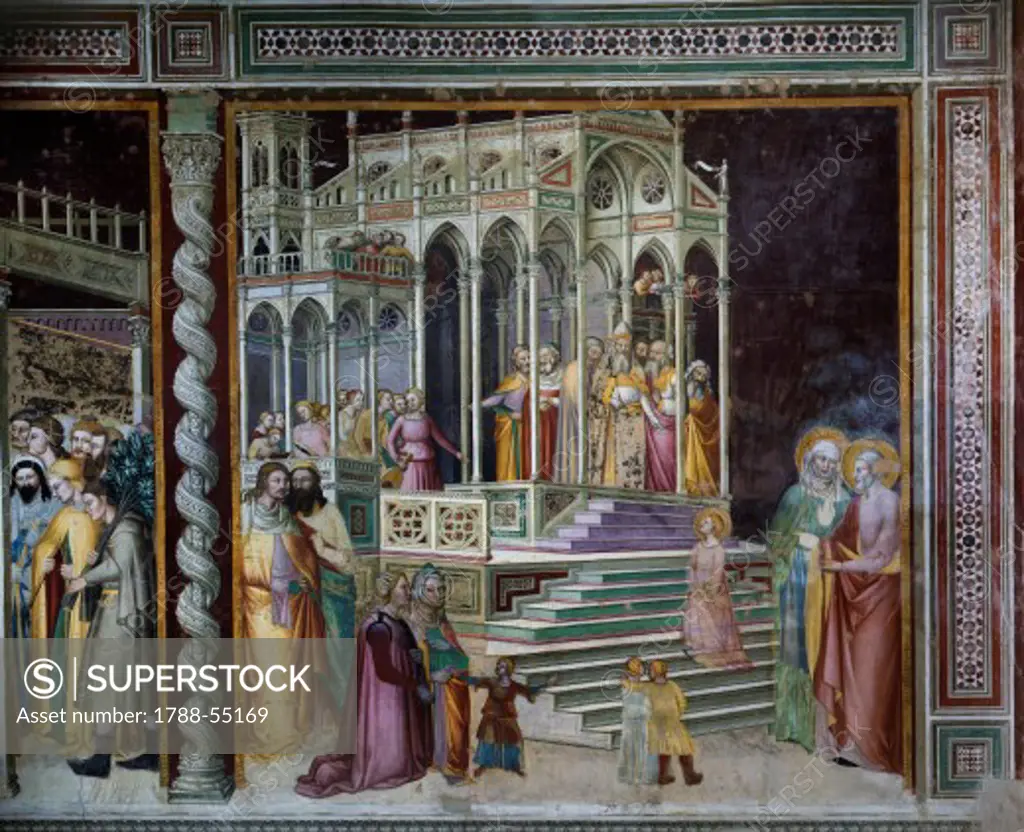 Presentation of Mary in the temple, fresco by Giovanni da Milano (active from 1346 to 1369). Rinuccini Chapel, Santa Croce, Florence. Italy, 14th century.