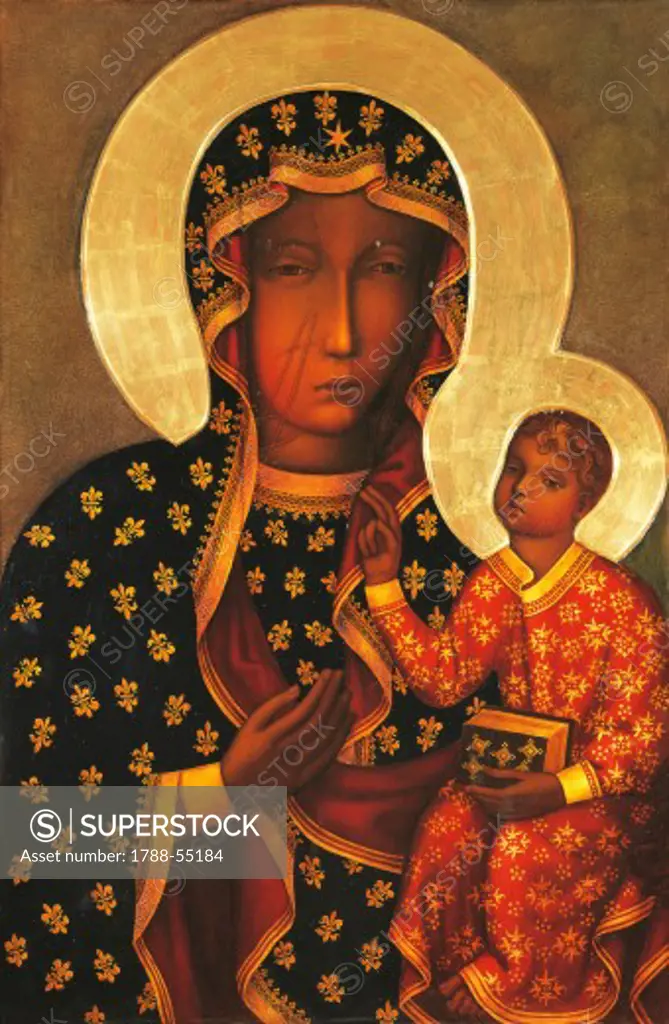 Our Lady of Czestochowa, icon in the Polish chapel, Vatican grottoes, St Peter's Basilica, Rome. Vatican City, 20th century.