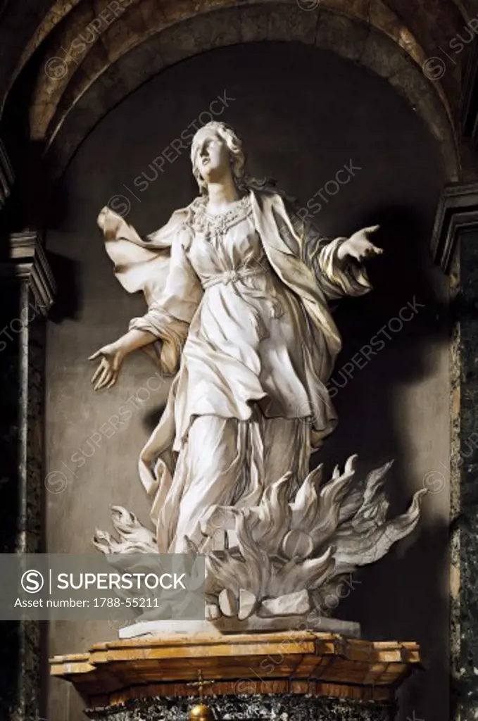 St Agnes, marble sculpture by Ercole Ferrata (1610-1686), Church of St Agnes in Agone, Rome. Italy, 17th century.