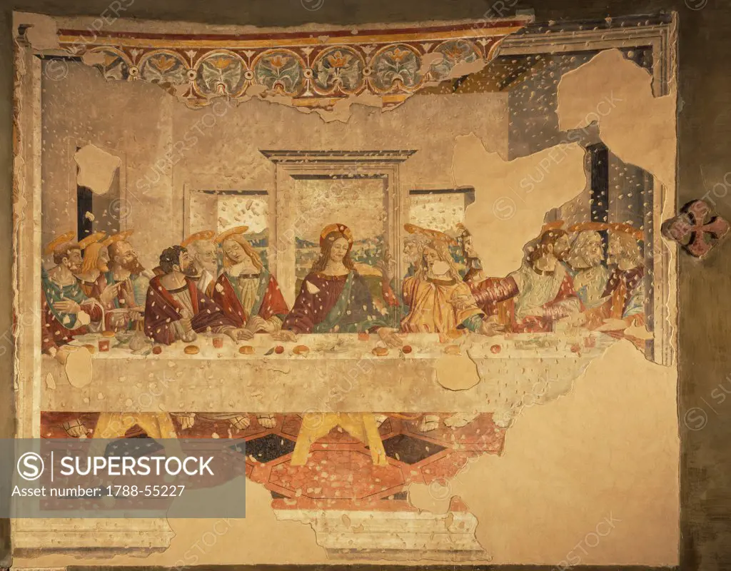 Last Supper, 16th century, fresco by the Leonardo school, Basilica of St Lawrence, Milan. Italy, 17th century.
