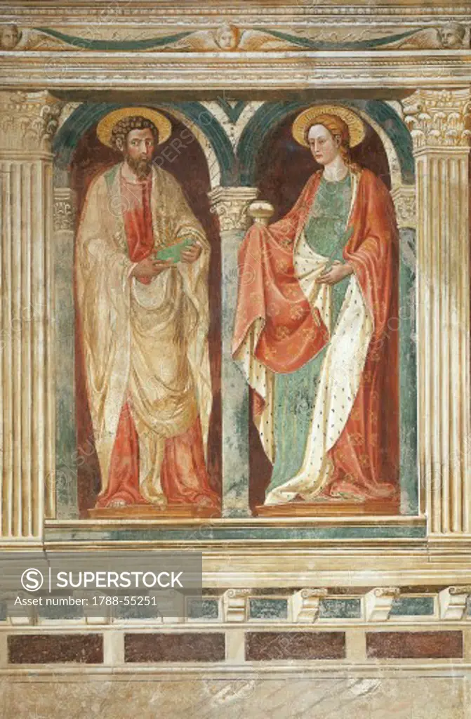 Theory of Saints, fresco by Paolo Uccello (1397-1475), San Miniato al Monte (St Minias on the Mountain Basilica), Florence. Italy, 15th century.